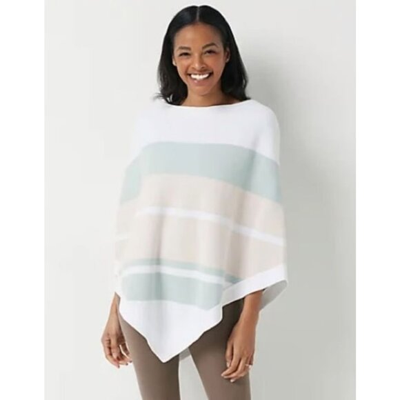 Barefoot Dreams Cozychic Ultra Lite Ocean Breeze Poncho Pink Multi Stripe NWT! - Picture 1 of 3